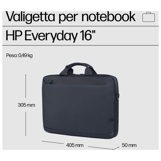 HP A08JTAA Everyday Odyssey Valigetta Notebook 16'' Poliestere 600D 12 L Resistente all'Acqua Tracolla Rimovibile colore Grigio