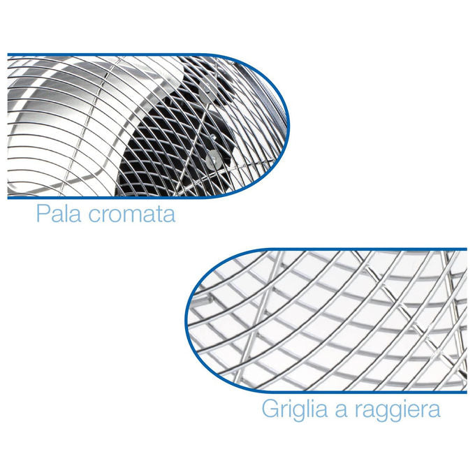 Ardes AR5C40B Ventilatore da Pavimento 40cm 3 Pale Alluminio Cromato 90W 3 Velocita'