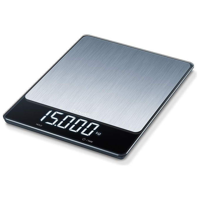Beurer KS34 Bilancia da cucina digitale 15 kg acciaio inox LED display