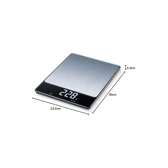Beurer KS34 Bilancia da cucina digitale 15 kg acciaio inox LED display