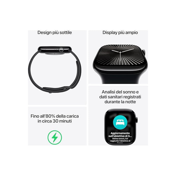 Apple Watch Series 10 GPS 42mm, Cassa Alluminio Argento, Sport Loop Denim