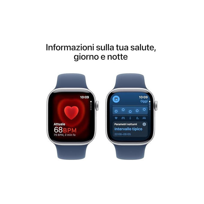Apple Watch Series 10 GPS 42mm, Cassa Alluminio Argento, Sport Loop Denim