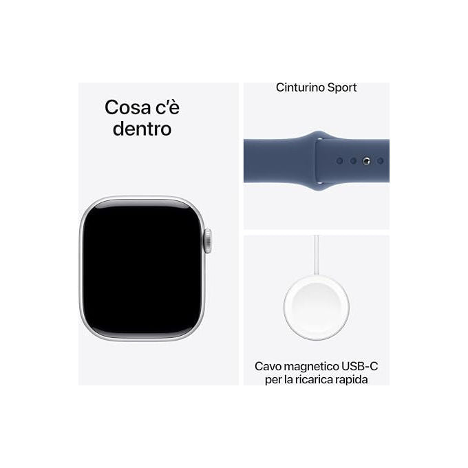 Apple Watch Series 10 GPS 42mm, Cassa Alluminio Argento, Sport Loop Denim