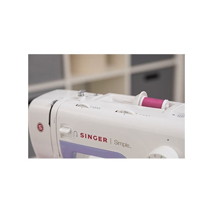 Singer Simple 3232, Macchina da Cucire Portatile, Infila Ago Automatico, Bianca e Viola