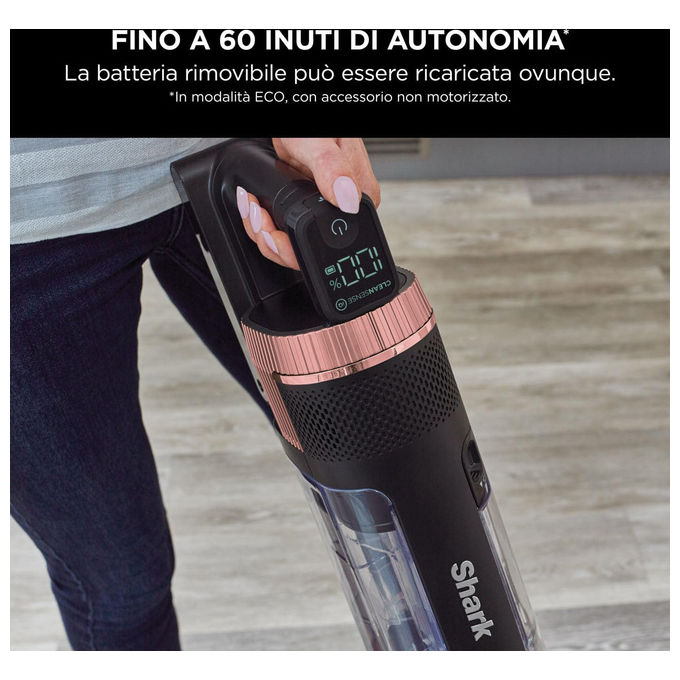 Shark IZ400EU Stratos Aspirapolvere a Bastone 2 in 1 Senza Filo DuoClean PowerFins Plus autonomia 60 min colore Nero Pesca