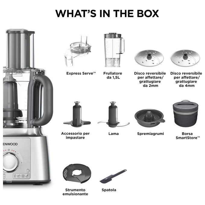 Kenwood FDP65590SI MultiPro Express Robot da Cucina 3 L 1000 W 2 Velocita' 8 Accessori colore Argento