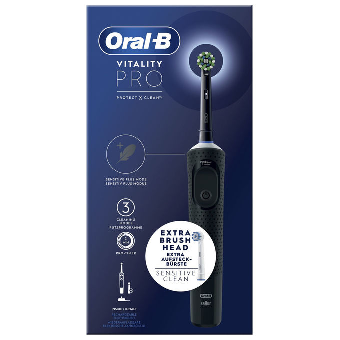 Oral-B ORBVITPROBK Vitality Pro Spazzolino elettrico rotante-oscillante 3 modalita' timer 2 min colore Nero