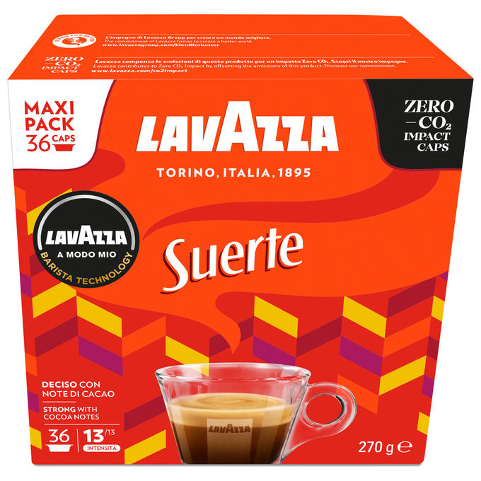 Lavazza, Capsule A Modo Mio Suerte, 36 Capsule, Tostatura Scura, Intensita' 13-13