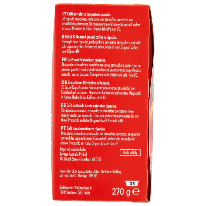 Lavazza, Capsule A Modo Mio Suerte, 36 Capsule, Tostatura Scura, Intensita' 13-13