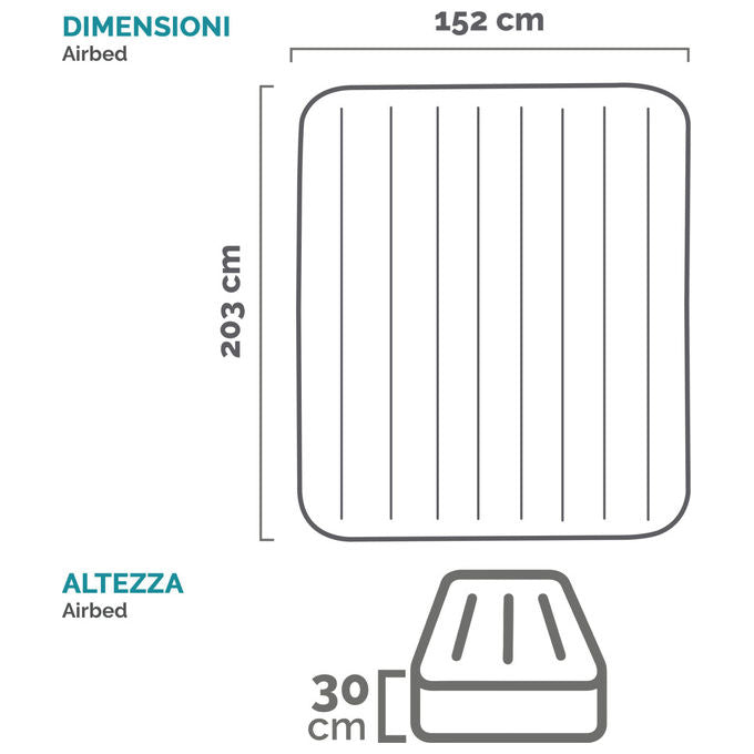 Intex 64114 Dura-Beam Materasso Gonfiabile Matrimoniale Fiber-Tech Pompa USB 272 Kg 203x152x30 cm colore Grigio