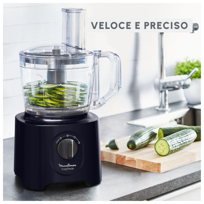 Moulinex FP242810 Easy Force Robot da Cucina 800W 2.4L 15 Funzioni 4 Accessori colore Nero