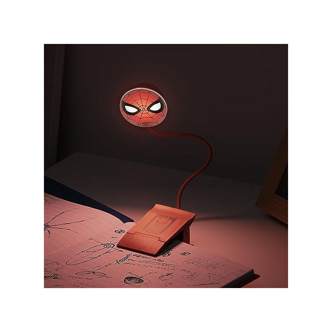 Paladone PP9722SPM Lampada da Lettura Spider-Man Marvel con Clip alimentazione USB e batterie AAA colore Rosso
