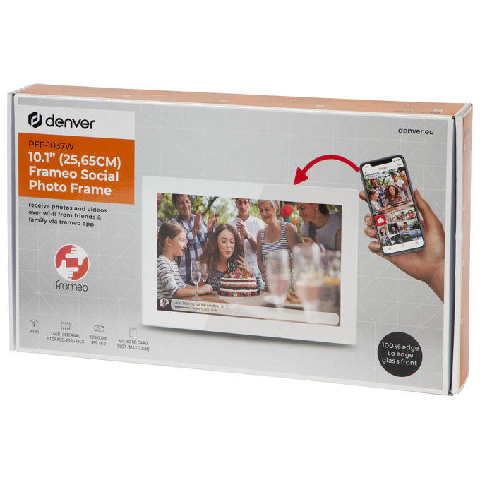 Denver Cornice Digitale 10.1 pollici Wi-Fi Touchscreen 16GB PFF-1037W Bianco