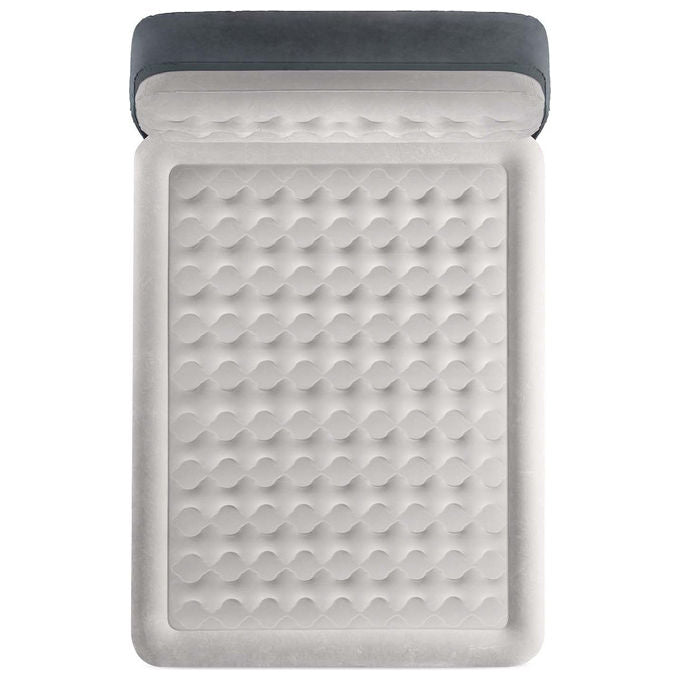 Intex Materasso Gonfiabile Matrimoniale con Testiera, Grigio, Pompa Integrata