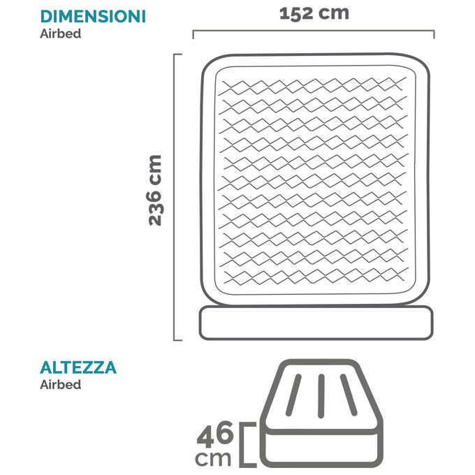 Intex Materasso Gonfiabile Matrimoniale con Testiera, Grigio, Pompa Integrata