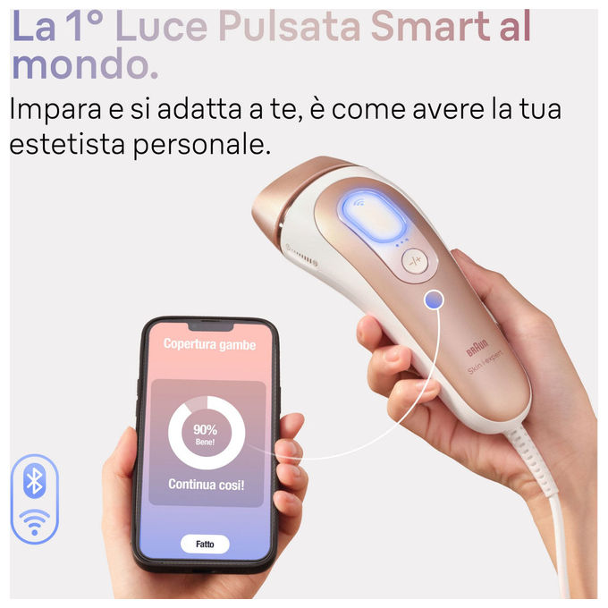 Braun Epilatore Luce Pulsata IPL Smart I Expert Viso Corpo Rose Gold Bianco PL7147