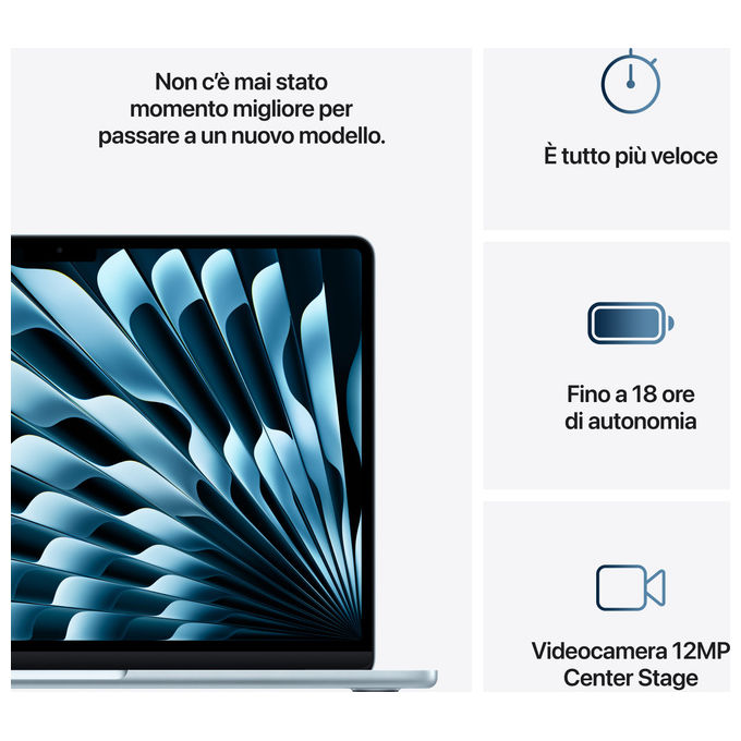Apple MacBook Air 13.6'' M4 16GB 256GB SSD Celeste Laptop Ultraleggero Portatile