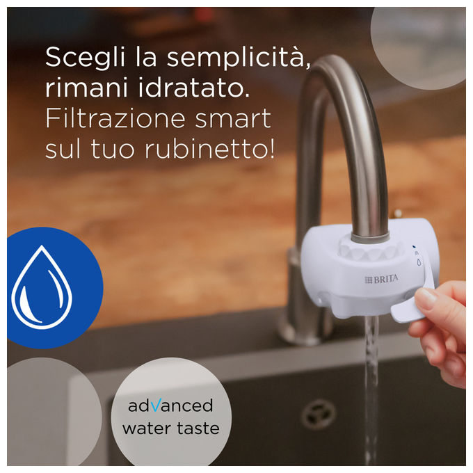 Brita 1052066 ON TAP V Filtro Acqua Rubinetto 4 Stadi 600 L Riduce Cloro Metalli e PFAS colore Bianco