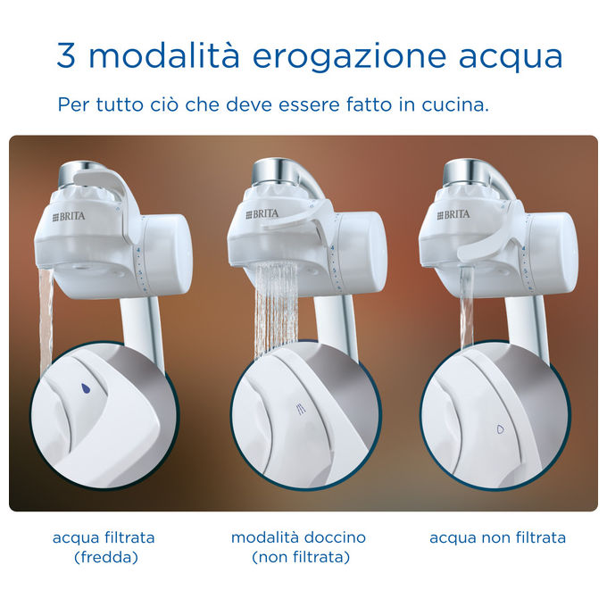 Brita 1052066 ON TAP V Filtro Acqua Rubinetto 4 Stadi 600 L Riduce Cloro Metalli e PFAS colore Bianco