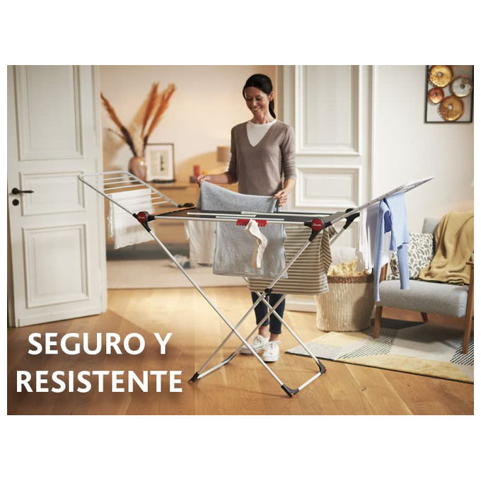 Vileda 170777 Soft Care Stendibiancheria Pieghevole a Cavalletto 19 m Acciaio con Ruote colore Bianco e Grigio