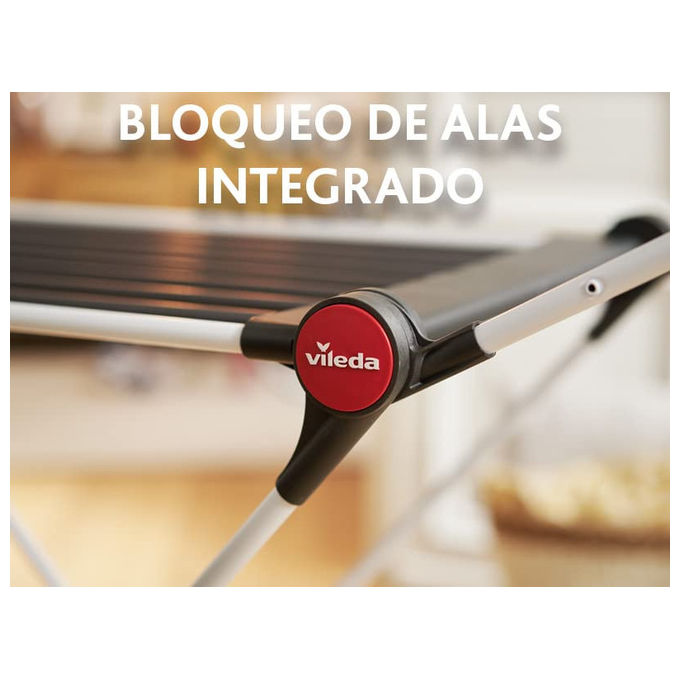Vileda 170777 Soft Care Stendibiancheria Pieghevole a Cavalletto 19 m Acciaio con Ruote colore Bianco e Grigio