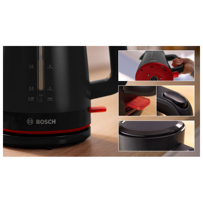 Bosch Bollitore TWK3M123, 1.7L, 2400W, Nero, Elettrico Senza Fili