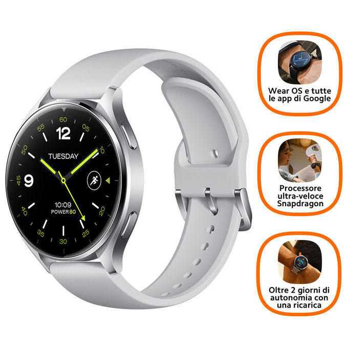 Xiaomi watch 2 smartwatch argento 46mm gps wear os display amoled 1.43 pollici