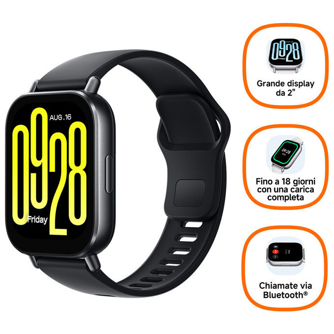 Xiaomi Smartwatch Redmi Watch 5 Active Nero, Cardiofrequenzimetro, Display 2''