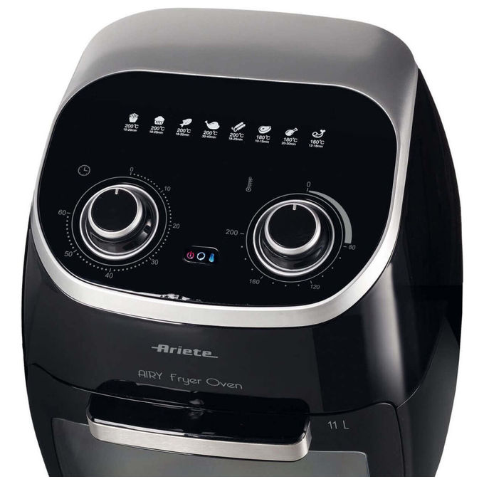 Ariete 4619 Friggitrice ad aria 11 L 2000 W Forno Elettrico Girarrosto Essiccatore 8 Programmi colore Nero