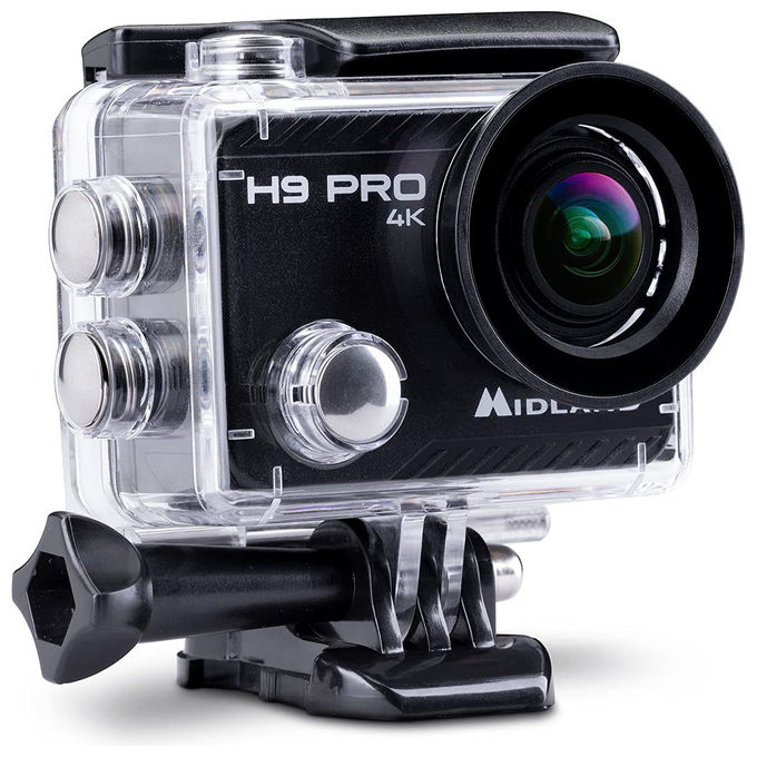 Midland C1518 H9 Pro Action Cam 4K 20 MP Display 2'' IPS WiFi Impermeabile 30m Telecomando colore Nero