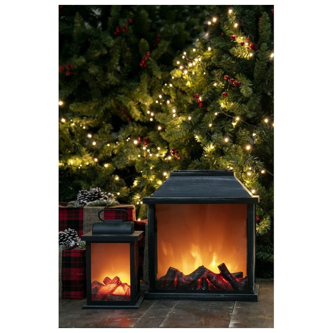 Galileo Casa 5902902 Lanterna Decorativa Effetto Fiamma a Batterie colore Nero