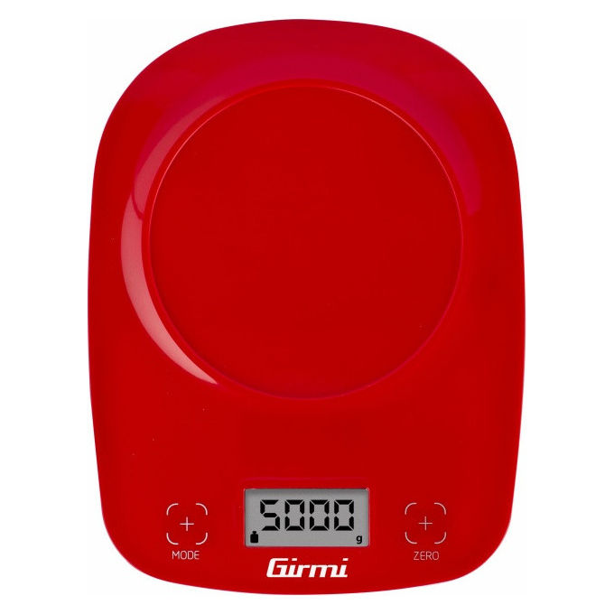 Girmi, Bilancia Cucina Elettronica, 5 kg, Precisione 1 g, Display LCD, Rossa