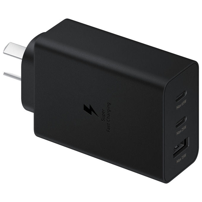 Samsung EP-T6530 Caricabatterie 65W Super Fast Charging 3 Porte 2 USB-C 1 USB-A colore Nero