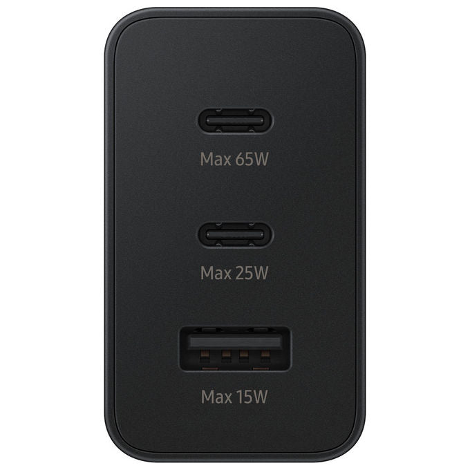 Samsung EP-T6530 Caricabatterie 65W Super Fast Charging 3 Porte 2 USB-C 1 USB-A colore Nero