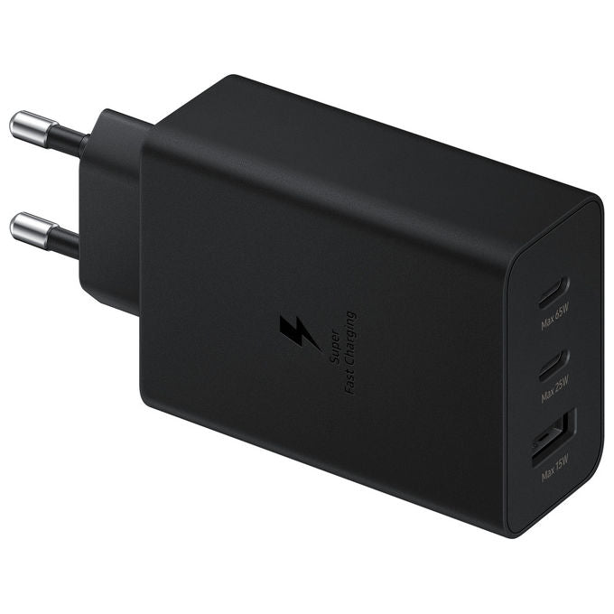 Samsung EP-T6530 Caricabatterie 65W Super Fast Charging 3 Porte 2 USB-C 1 USB-A colore Nero