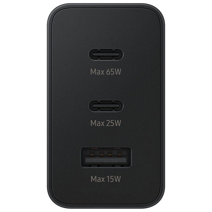Samsung EP-T6530 Caricabatterie 65W Super Fast Charging 3 Porte 2 USB-C 1 USB-A colore Nero
