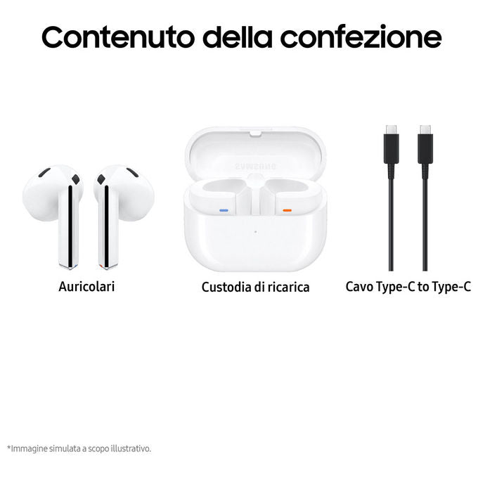 Samsung Galaxy Buds3 Auricolari True Wireless Bianchi, Audio Hi-Fi, IP57