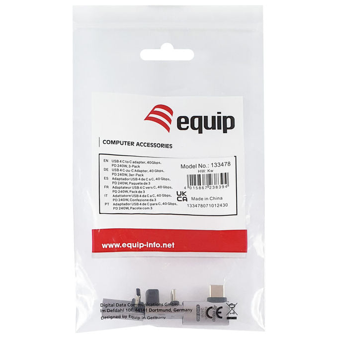 Equip Adattatore USB4 C a C 40Gbps PD 240W Alluminio Nero-Grigio Set 3pz cavo dati