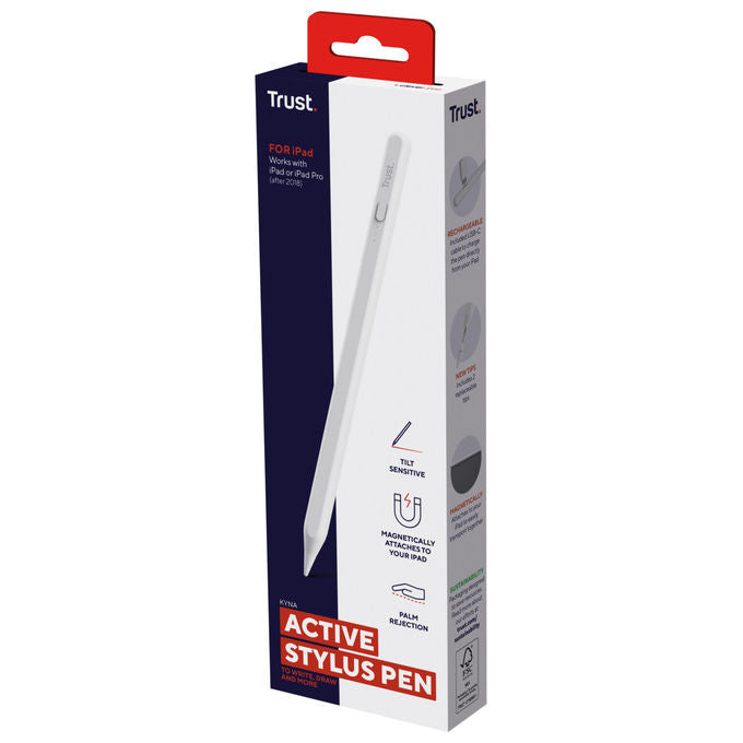 Trust Kyna 25191 Penna Capacitiva per iPad Bianca Ultra-sottile Compatibile iPad 2018+