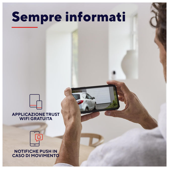 Trust IPCAM-3900 Telecamera IP per Esterno PTZ Wi-Fi 360° 3MP Visione Notturna 8m Rilevamento Umano Sirena IP65 colore Bianco