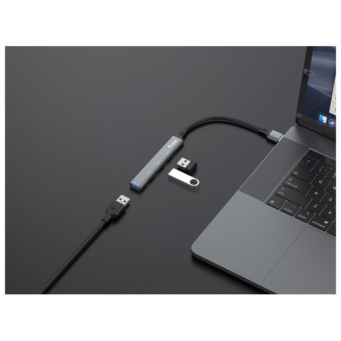 Equip 128960 Hub USB 4 Porte USB 3.2 Gen 1 USB 2.0 5 Gbps Plug and Play Alluminio colore Grigio
