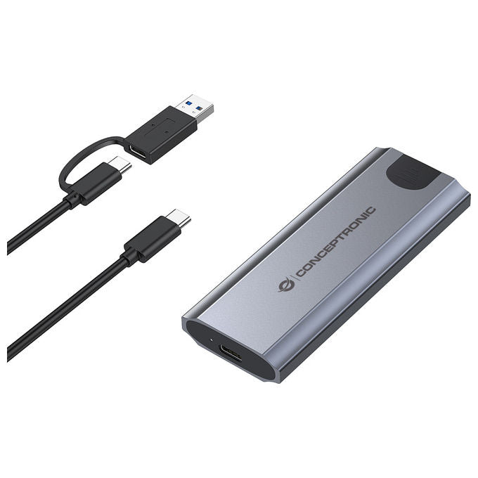 Conceptronic Box Esterno SSD M.2 NVMe USB 3.2 Gen 2 10Gbps Grigio Alluminio