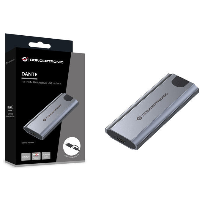 Conceptronic Box Esterno SSD M.2 NVMe USB 3.2 Gen 2 10Gbps Grigio Alluminio