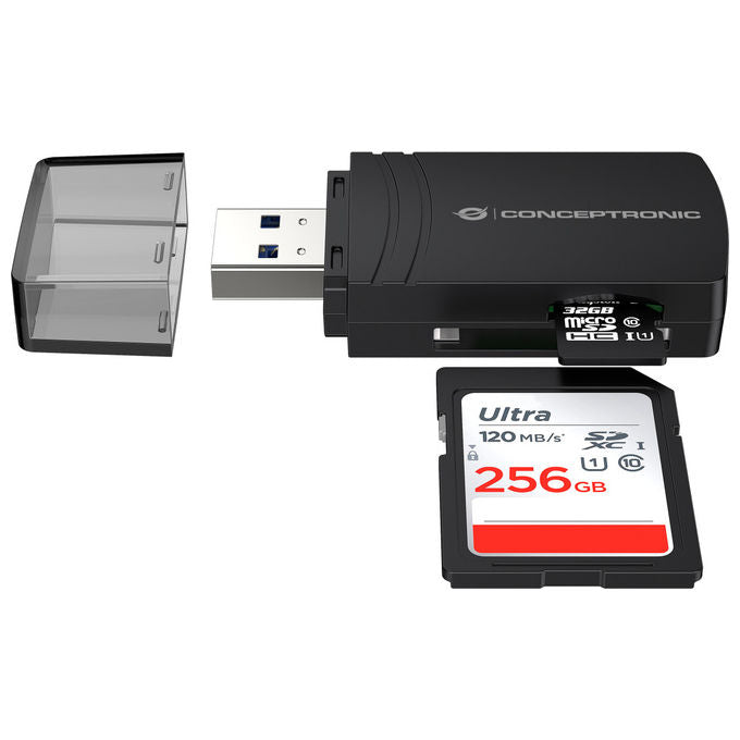 Conceptronic BIAN06B Lettore Schede USB 3.2 2 Slot MicroSD-SD 5000 Mbit-s Nero
