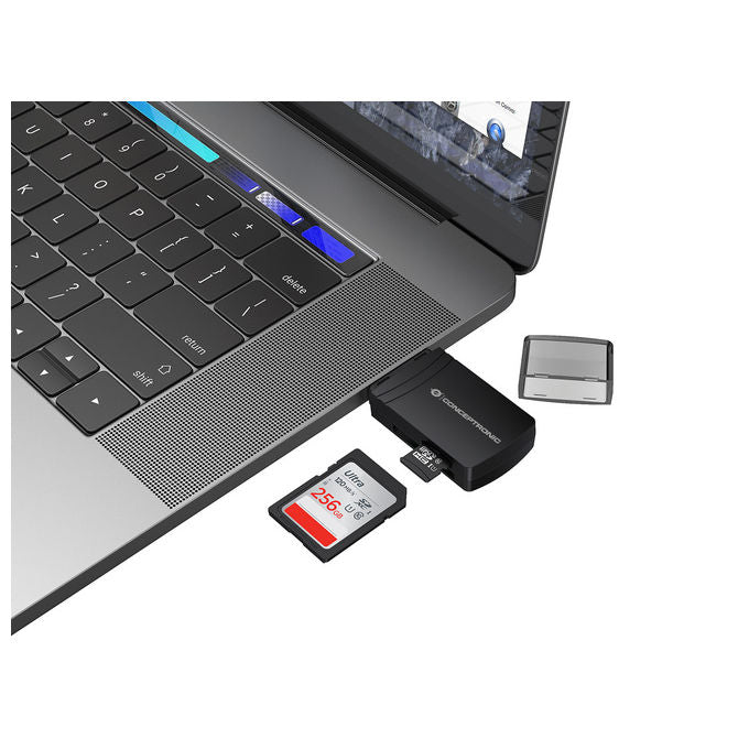 Conceptronic BIAN06B Lettore Schede USB 3.2 2 Slot MicroSD-SD 5000 Mbit-s Nero