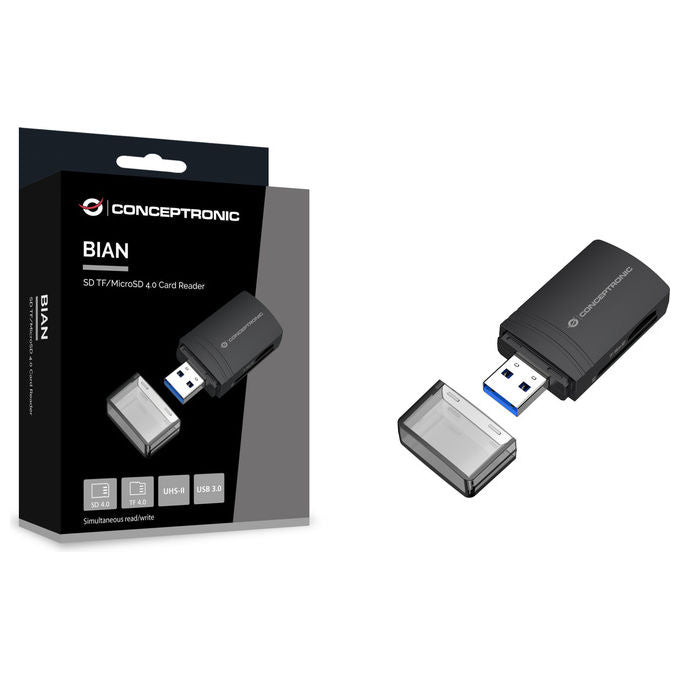 Conceptronic BIAN06B Lettore Schede USB 3.2 2 Slot MicroSD-SD 5000 Mbit-s Nero