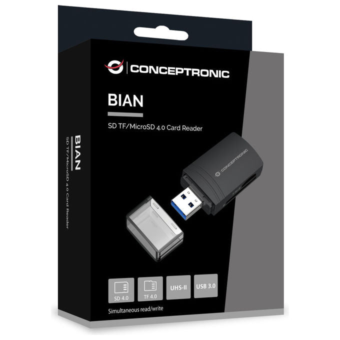 Conceptronic BIAN06B Lettore Schede USB 3.2 2 Slot MicroSD-SD 5000 Mbit-s Nero