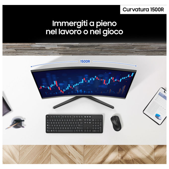Samsung LS32D390GAUXEN S39GD Monitor Curvo 32'' Full HD 1920x1080 VA 100Hz 4ms colore Nero