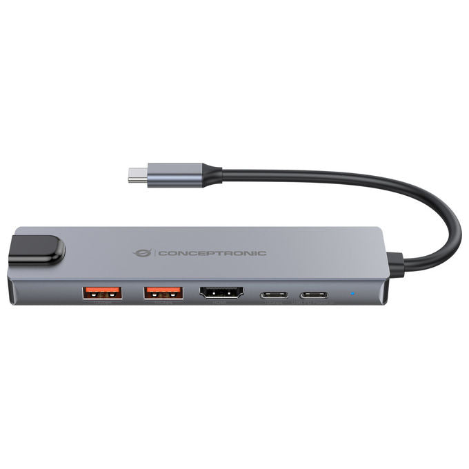 Conceptronic DONN29G Docking Station USB-C 3.2 Gen2 HDMI 4K Ethernet LAN Grigio Alluminio