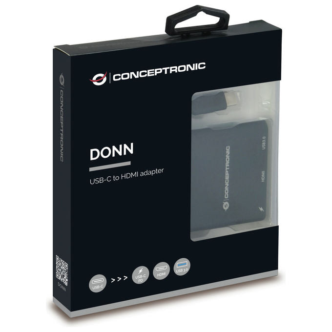 Conceptronic DONN01B Docking Station USB-C 3.2 Gen 1 con HDMI e USB-A Nero Hub Multiporta